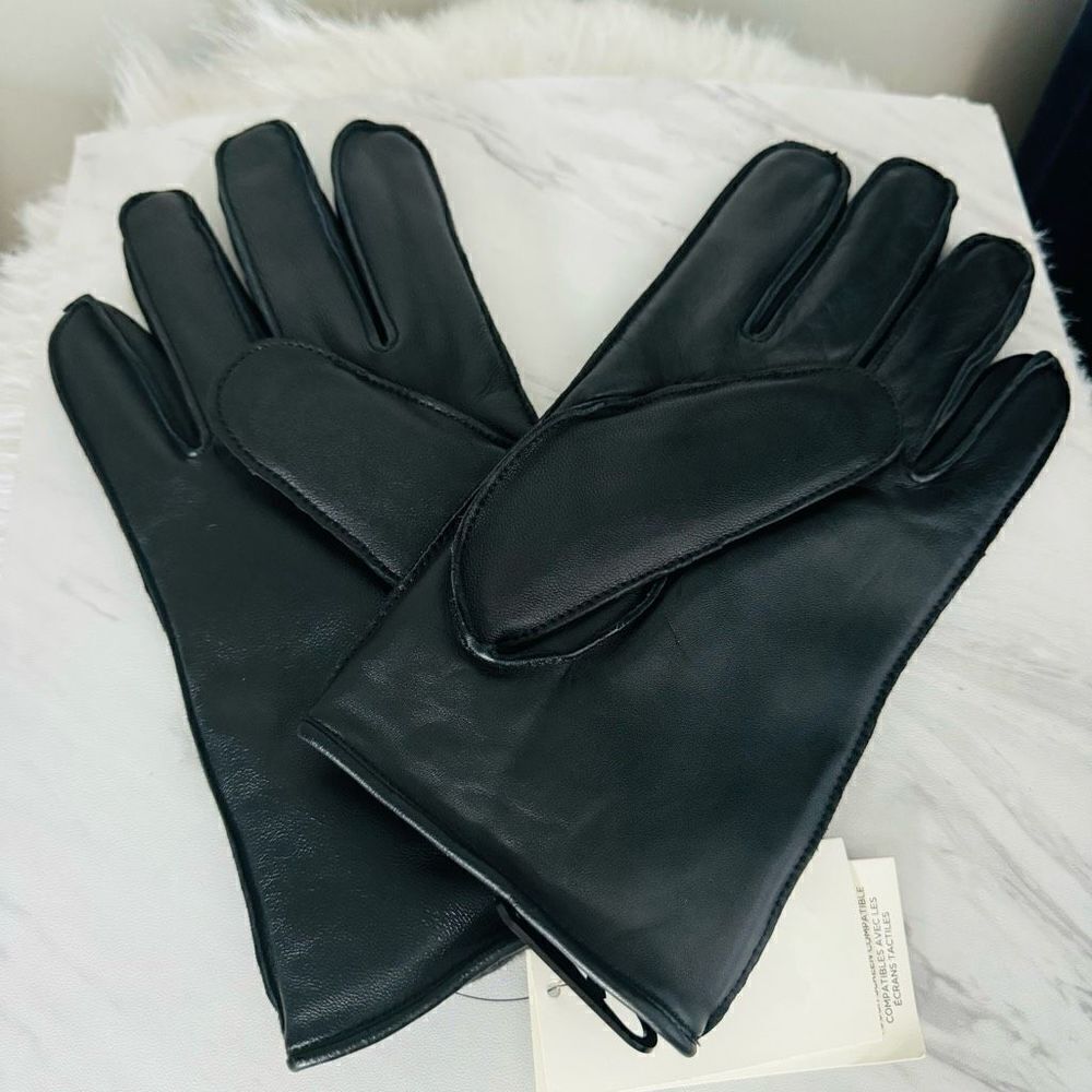 UGG Metisse Tabbed Vent Tech Soft Stretch Leather Gloves, Black, Large, NWT - Picture 2 of 14